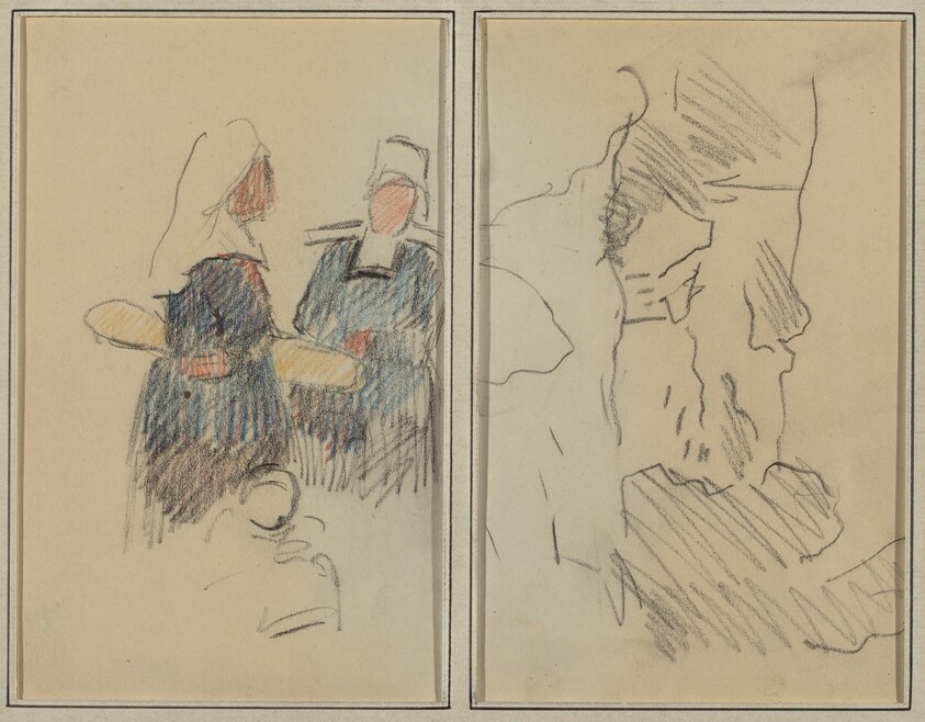 Two Breton Women; Landscape [recto]