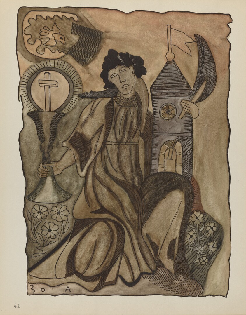 Plate 41: Saint Barbara: From Portfolio "Spanish Colonial Designs of New Mexico"
