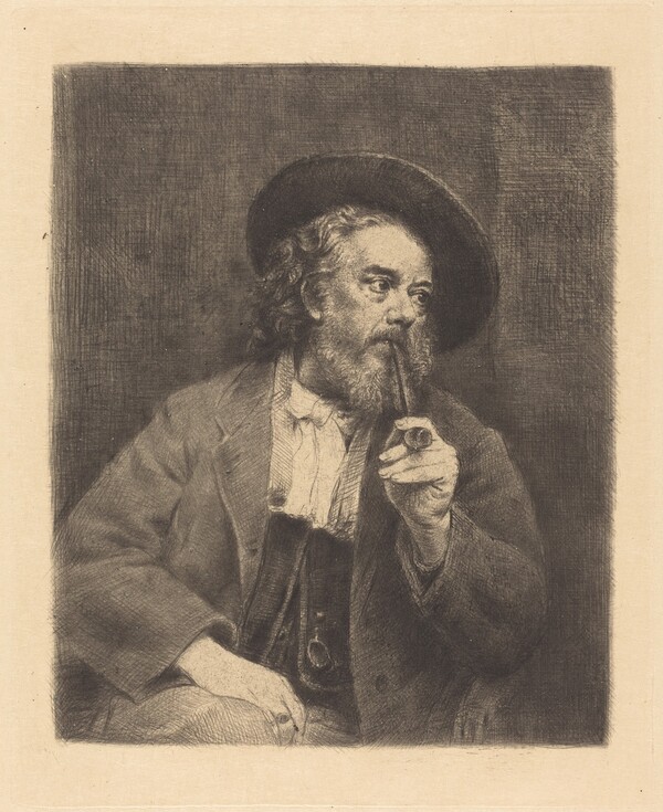 L'Auteur fumant, à mi-corps