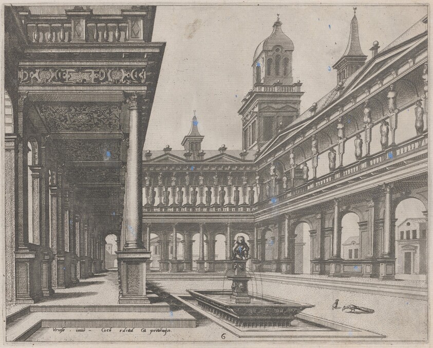 Palace Courtyard with Fountain in a Rectangular Basin