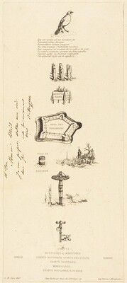 Rébus: "Béranger ne fut véritablement fort, car il n'eut jamais la clef des champs" (Rebus: "Beranger was not really strong, for he never had the key of the fields")