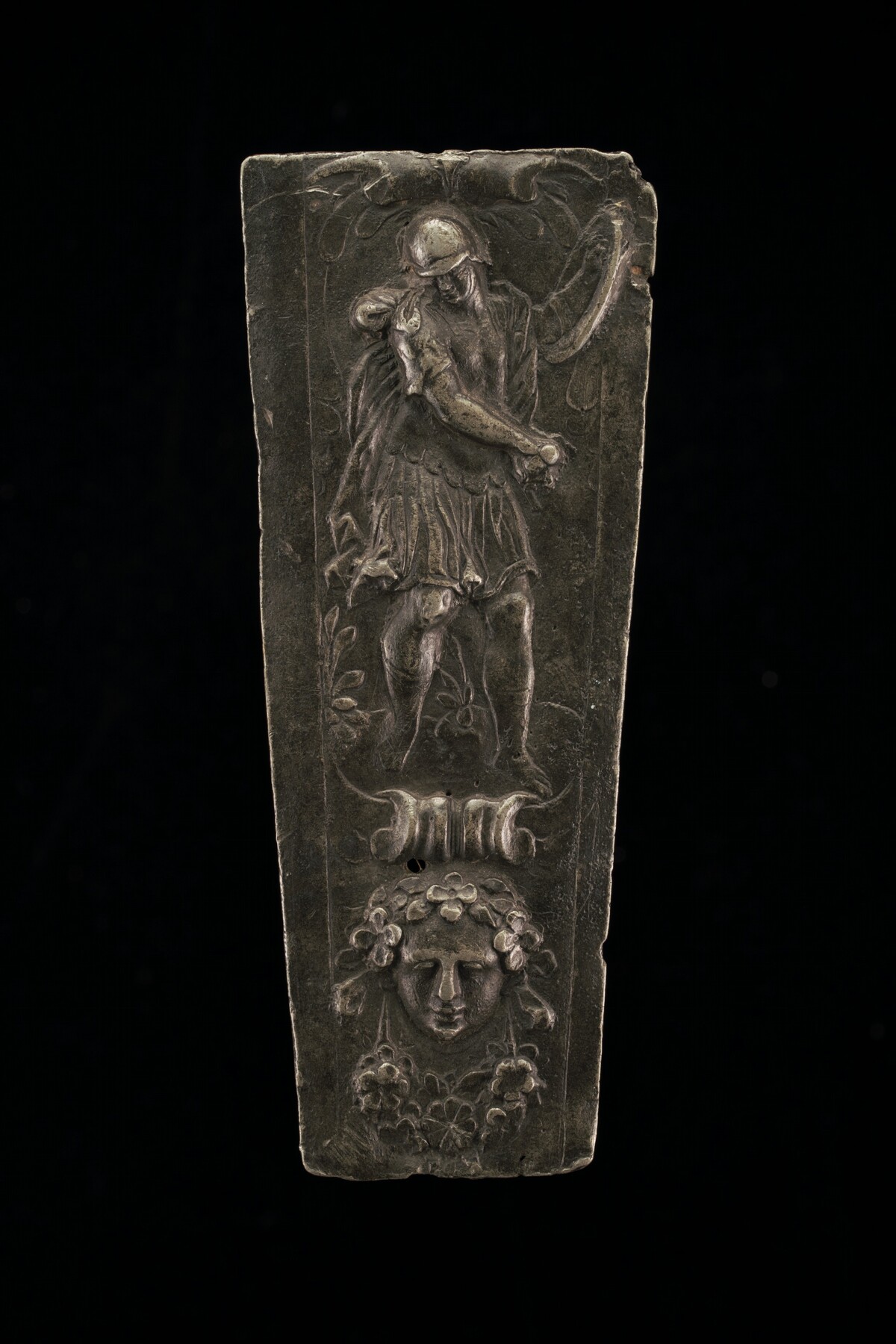 A Warrior, with a Garlanded Mask below