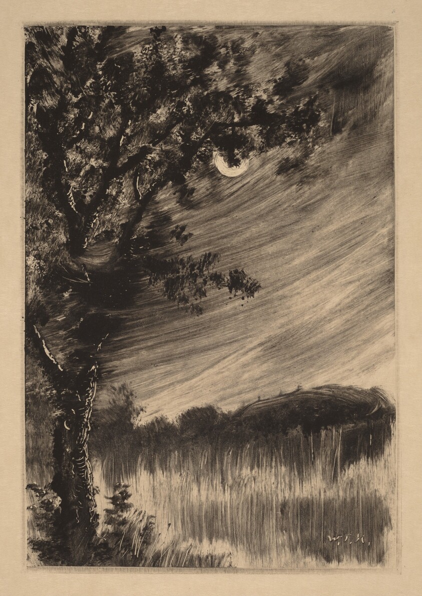 Moonlit Landscape with Tree at the Left