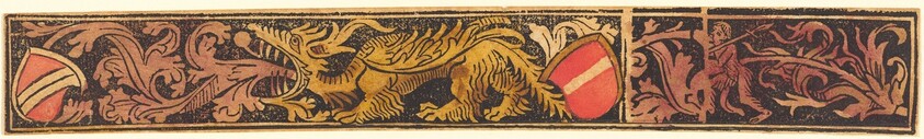Grotesque Strip with Dragon, Shields and Wild Men