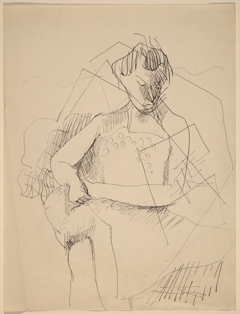 Study of Seated Woman with Cubist Design