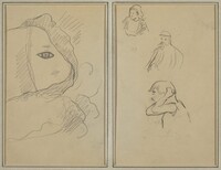 Eye and Part of Face; A Breton Woman and Two Men [recto], Paul Gauguin, 1884-1888