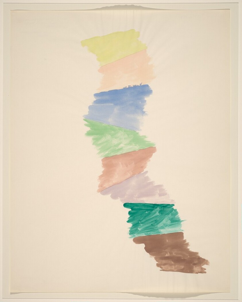 Stacked Color Drawing with Nine Pencil Lines Joined by Eight Colors