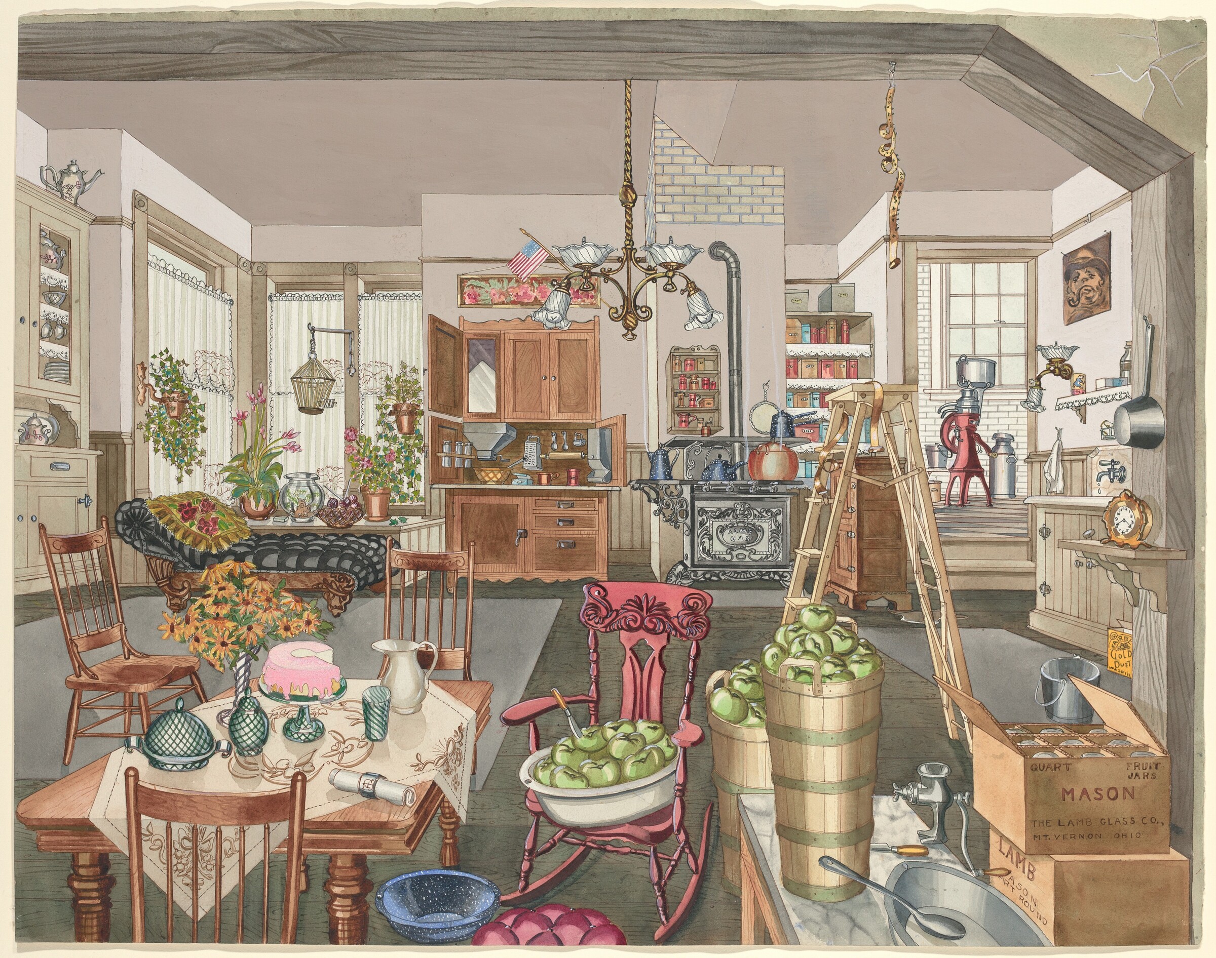 Semi-Rural Kitchen and Dining Room, 1910, Perkins Harnly, 1935/1942