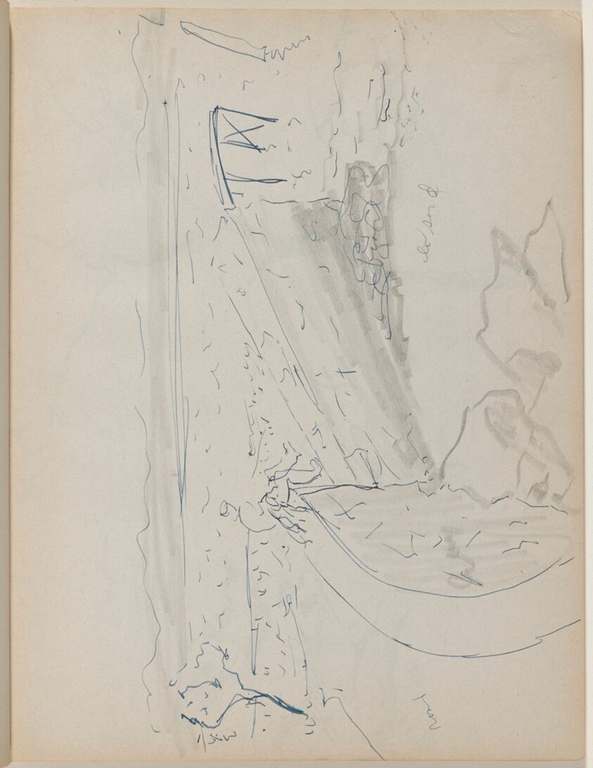 Figure Seated on a Stone Wall