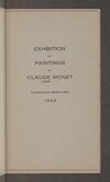Exhibition of paintings by Claude Monet, (1840-) 
