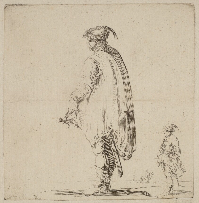 Pole Holding a Hatchet with His Left Hand