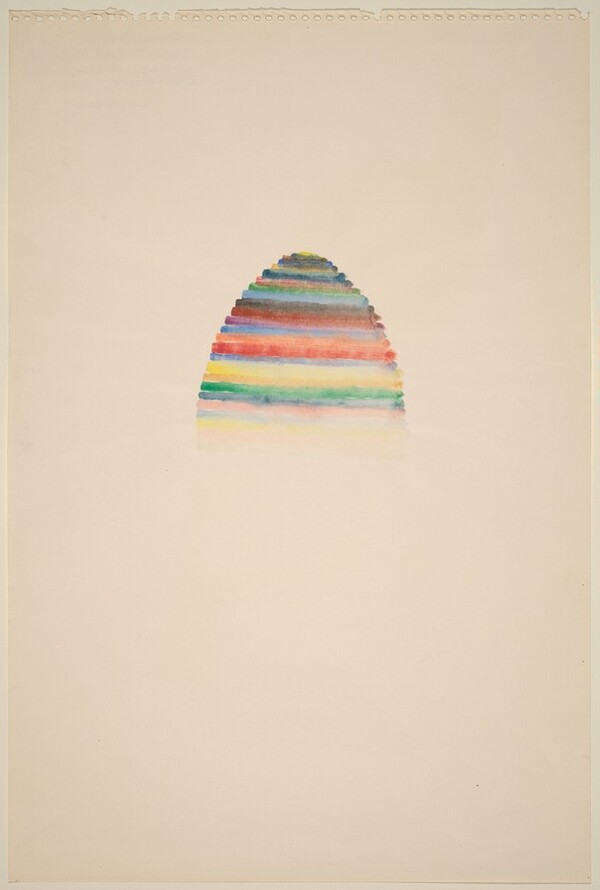 Stacked Color Drawing with Arch of Egg Shaped Form Painted