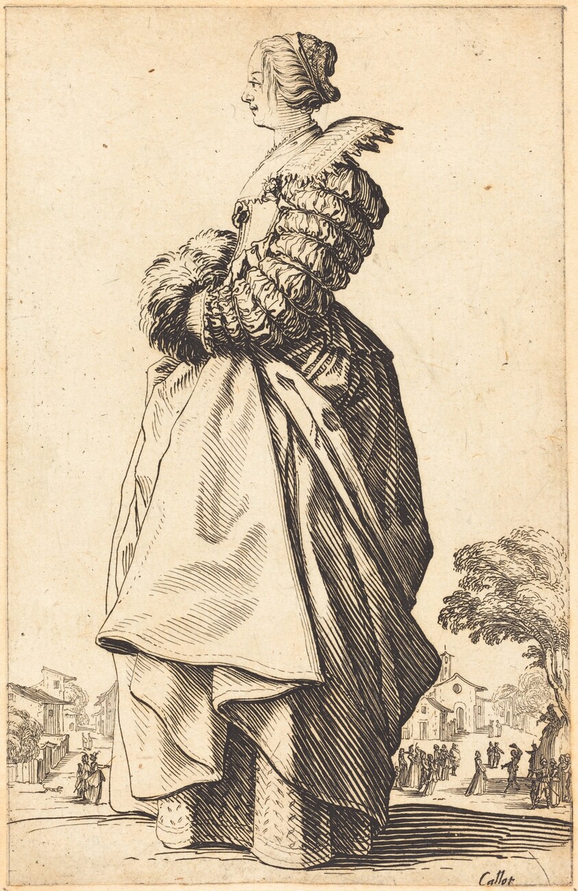 Noble Woman in Profile with her Hands in a Muff