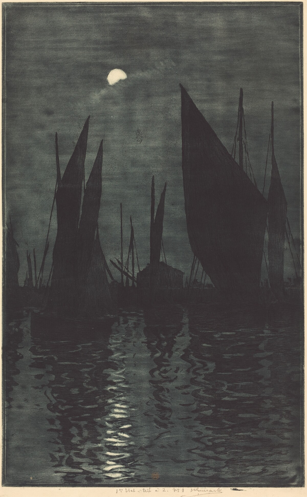 Moonlight in the Harbor at Dieppe