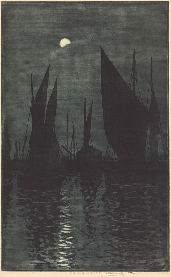 Moonlight in the Harbor at Dieppe