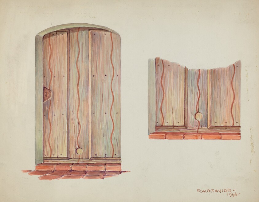 Restoration Drawing: Wall Decoration over Doorway, Facade of Mission House