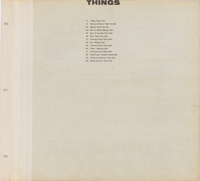Title page for Things / Text page with illustration number