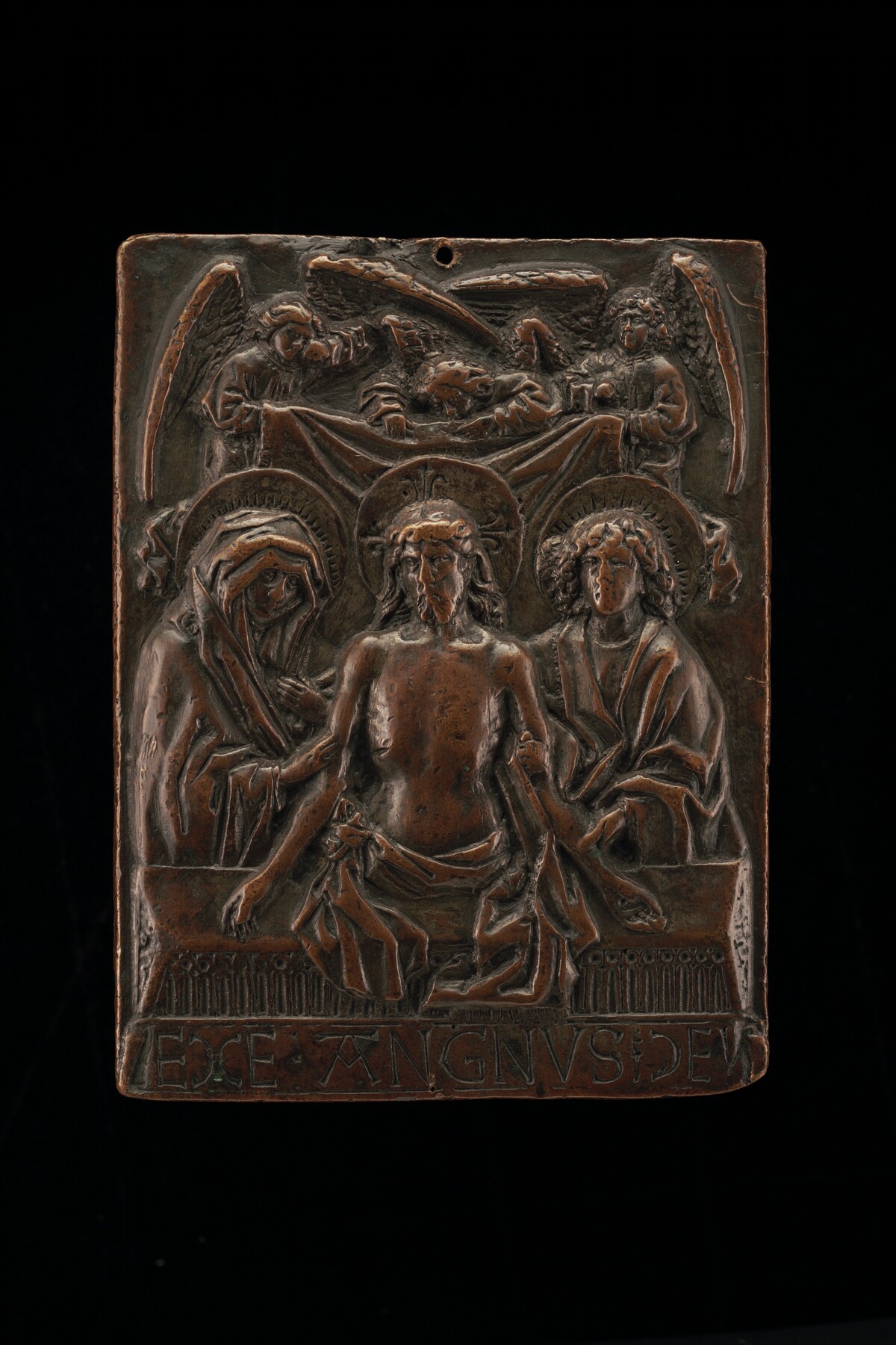 Christ in Tomb with Virgin and Saint John