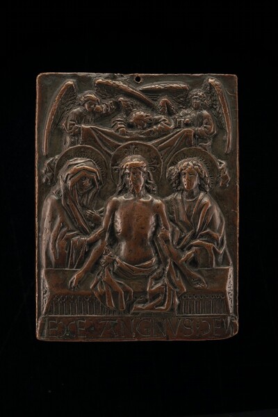 Christ in Tomb with Virgin and Saint John