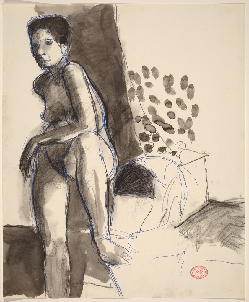 Untitled [standing nude with her left foot on a chair seat]