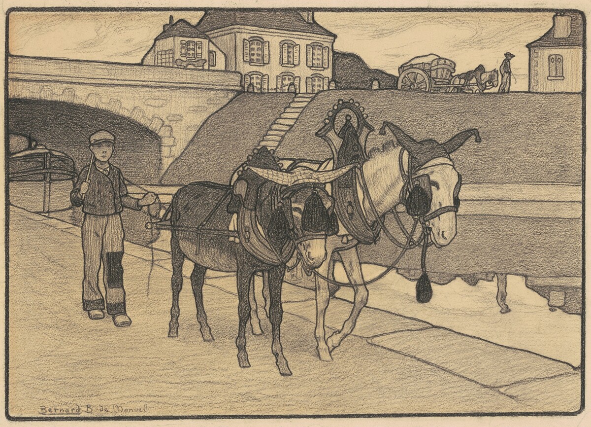 Preliminary Drawing for "A Donkey-Team (Attelage d'ânes)"