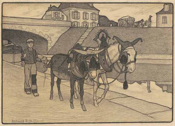 Preliminary Drawing for "A Donkey-Team (Attelage d'ânes)"