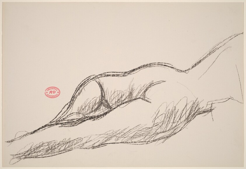 Untitled [female nude in prone position: buttocks and legs]