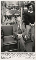 Nicanor Parra Anti-Poet, Professor of Newtonian Physics, University of Santiago Chile, my host a month 1960. We couldn't get a cab downtown from his daughter Catalina on 110 Street N.Y.C. so took subway to N.Y.U. -- here stopped between stations, September 5, 1984., Allen Ginsberg, 1984