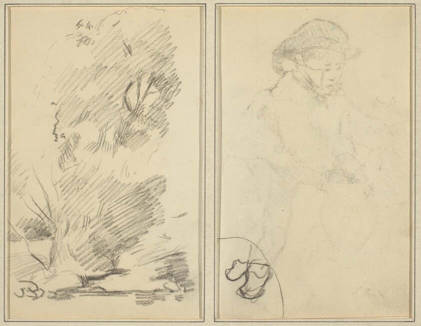 Trees; Sketch of Breton Boy [verso]