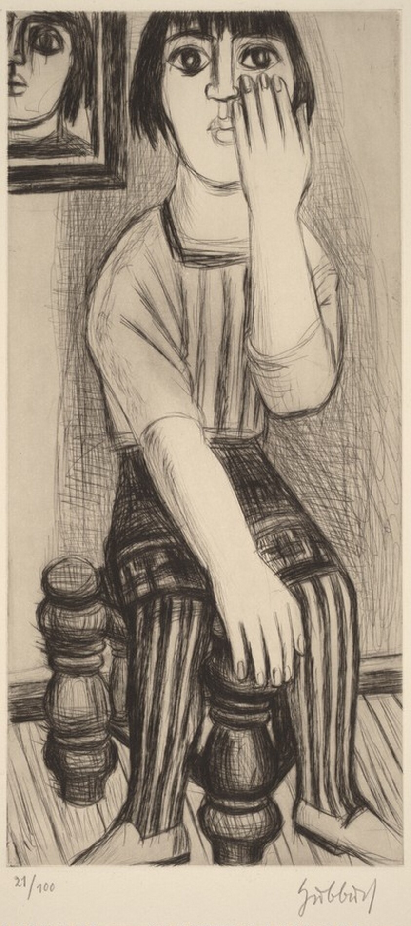 A Seated Young Woman Gesturing
