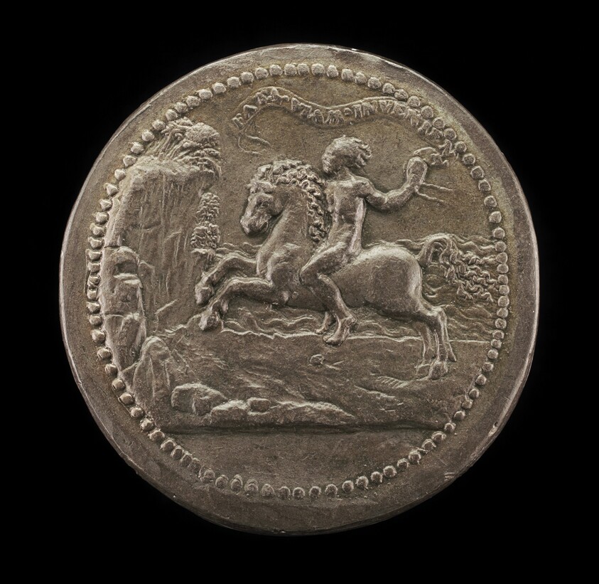 Man Riding Towards a Cliff Carrying A Scroll [reverse]