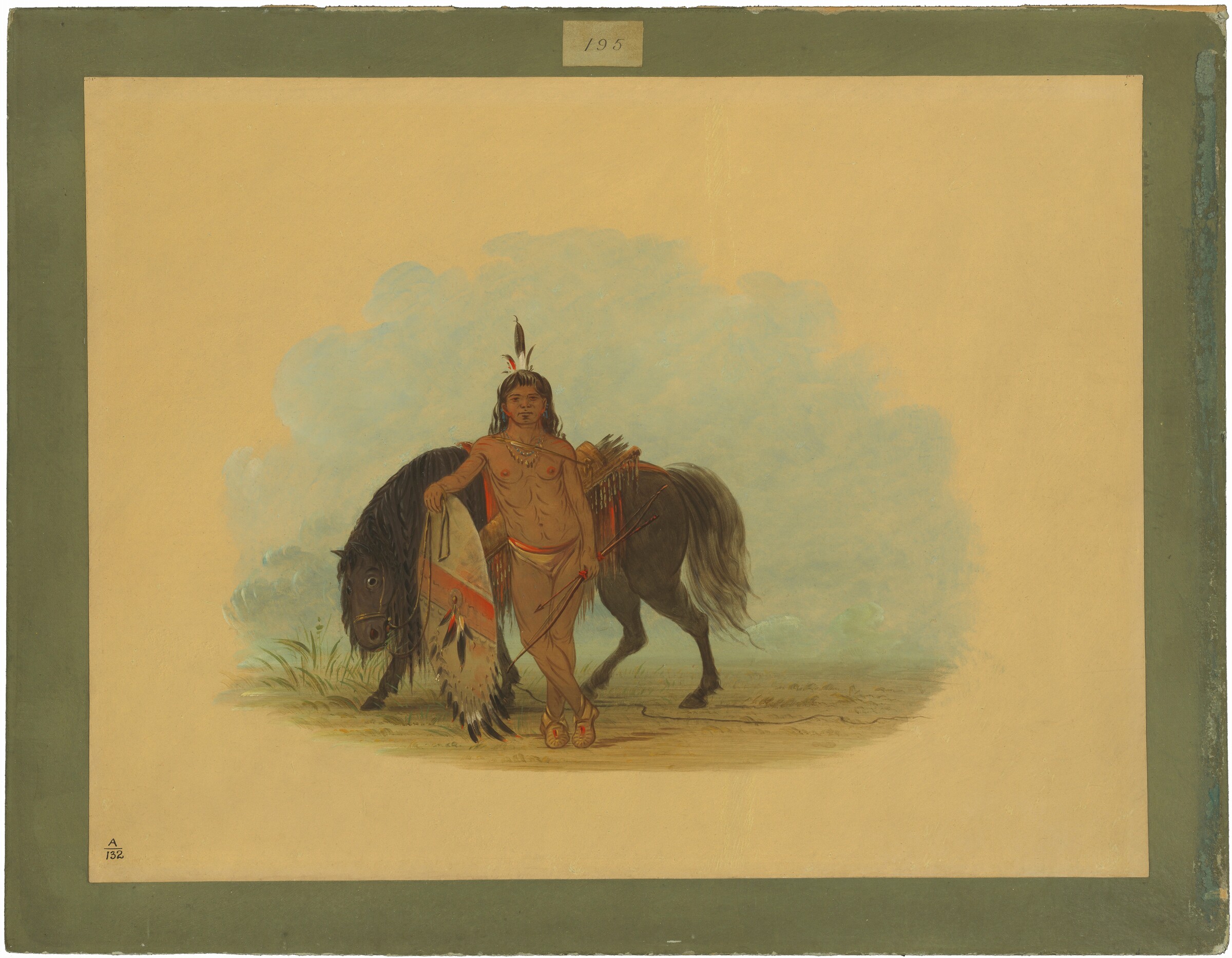 A Cheyenne Warrior Resting His Horse, George Catlin, 1861/1869