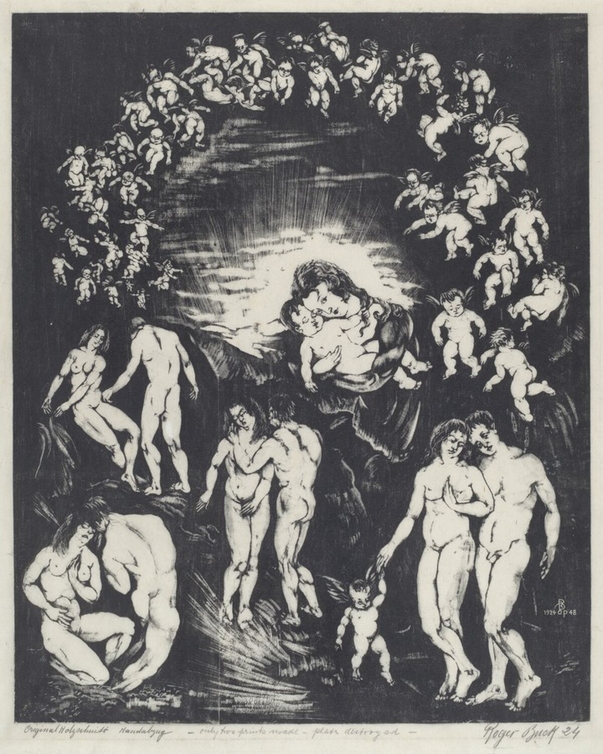 Untitled (Madonna and Child Surrounded by Putti with Four Nude Couples)