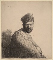 Bearded Man, in a Furred Oriental Cap and Robe: the Artist's Father, Rembrandt van Rijn, 1631