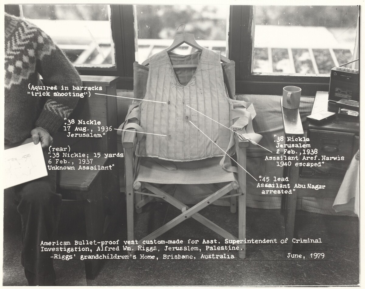 American Bullet Proof Vest Custom-Made for Assistant Superintendent of Criminal Investigation, Alfred William Riggs, Jerusalem, Palestine