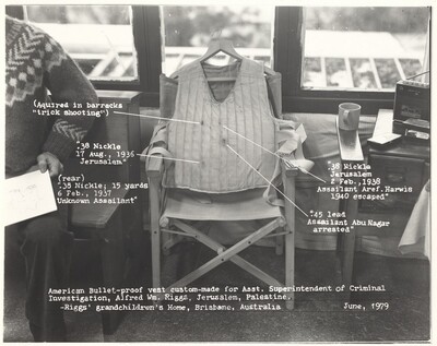 American Bullet Proof Vest Custom-Made for Assistant Superintendent of Criminal Investigation, Alfred William Riggs, Jerusalem, Palestine