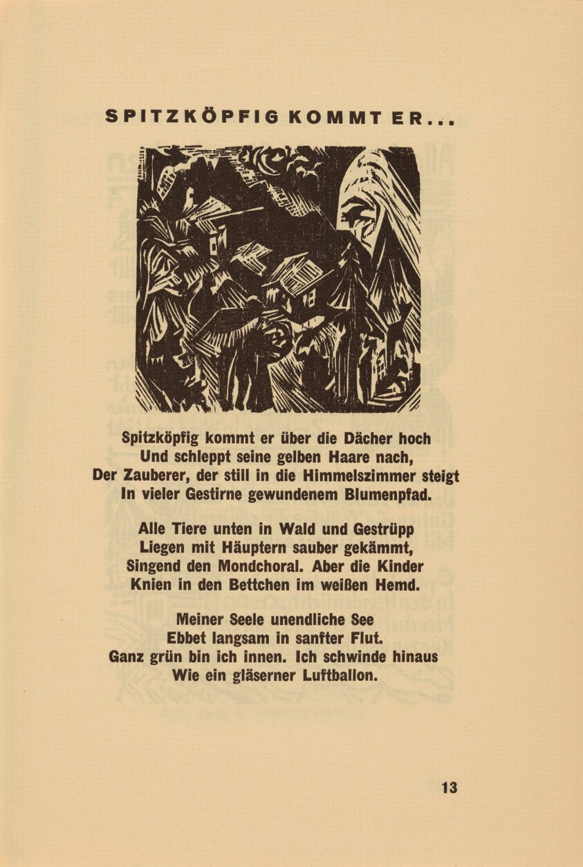Spitzköpfig Kommt Er... (With a Pointed Head He Rises) (headpiece, page 13) from Georg Heym: Umbra Vitae (Georg Heym: The Shadow of Life)