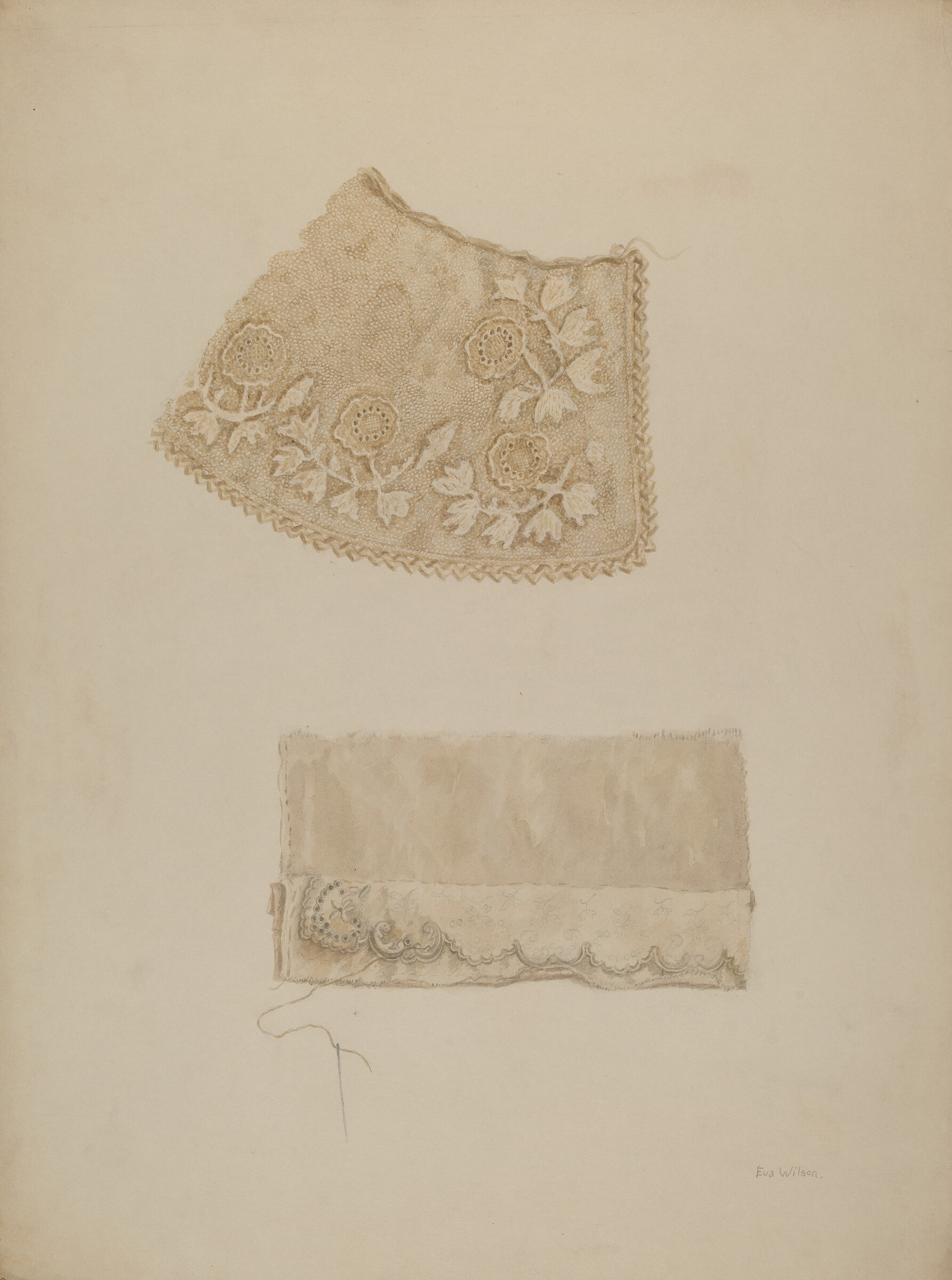Darned Collar & Pattern of Embroidery, Eva Wilson, c. 1938