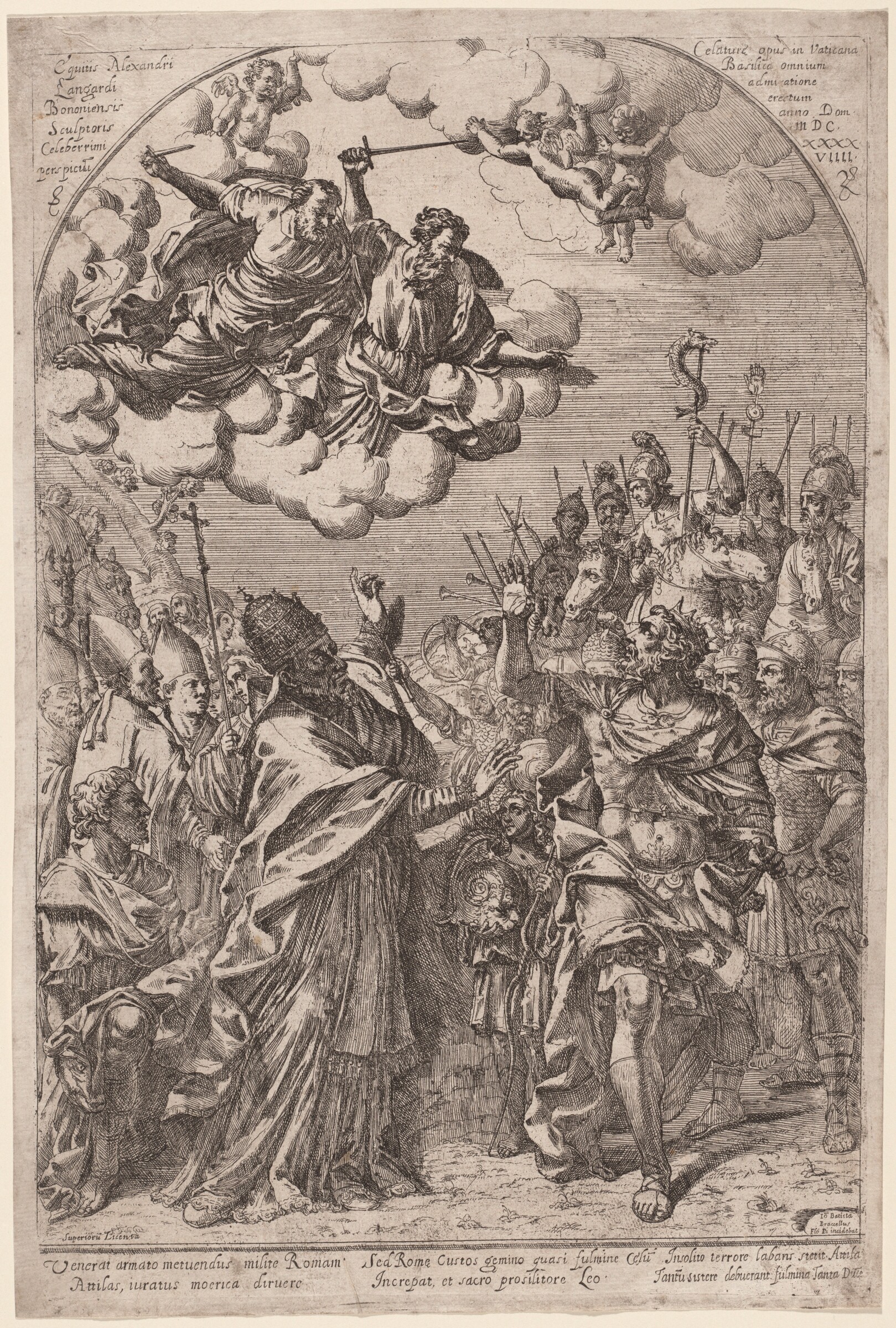 Attila at the Gates of Rome, Giovanni Battista Bracelli, after Alessandro Algardi, 1649