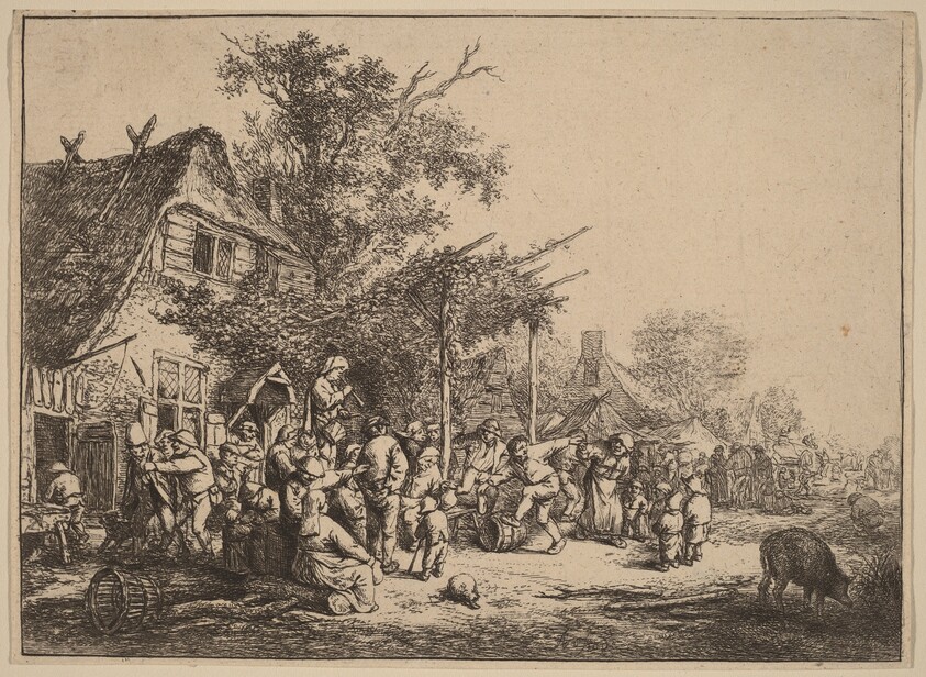 Village Kermesse with Peasants Feasting Under a Pergola