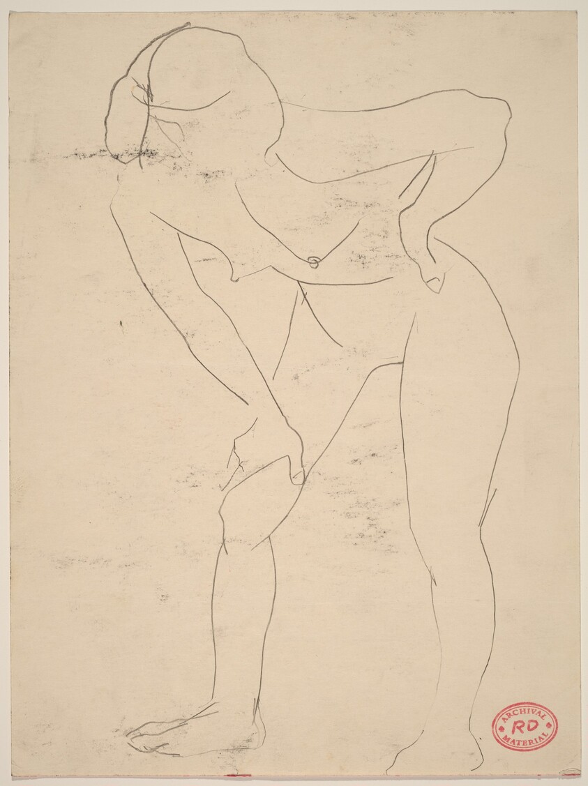 Untitled [standing female nude bending forward]