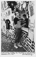 Keith Haring visiting his Pop Shop on Lafayette Street September 23, 1989., Allen Ginsberg, 1989