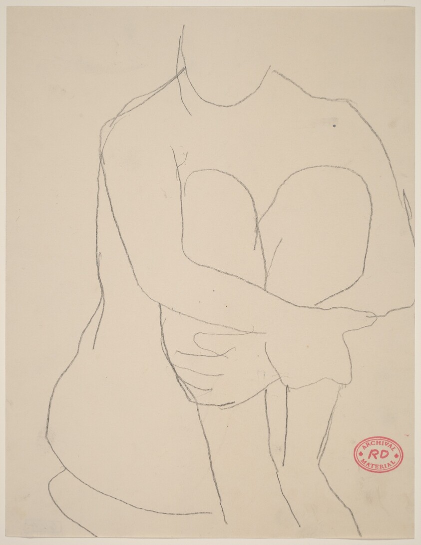Untitled [seated nude clasping arms around legs]