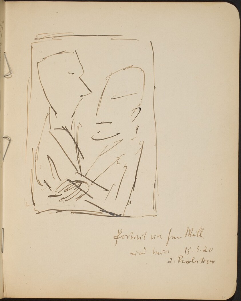 Zwei sich gegenübersitzende Männer, Bezeichnung (Two Men in Profile) [p. 27]