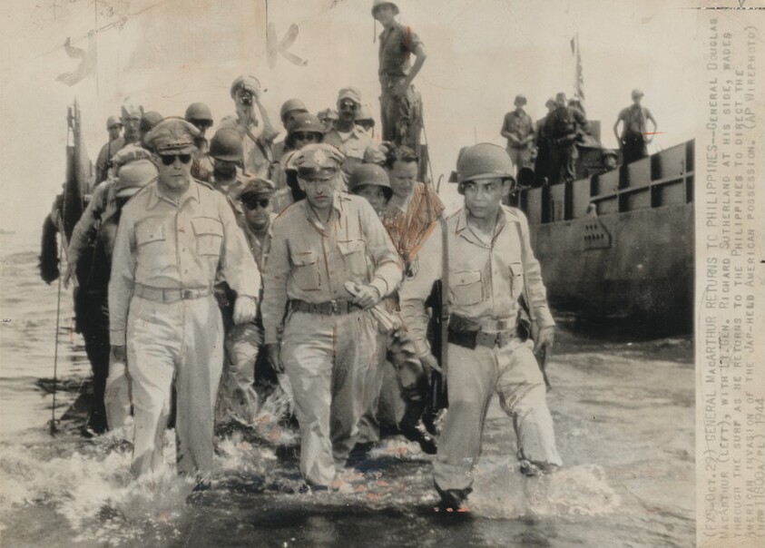 Title from caption on object: “General MacArthur Returns to Philippines”