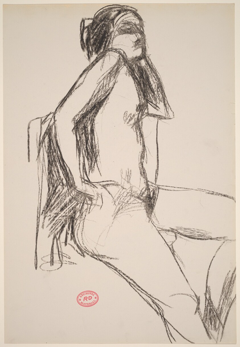 Untitled [seated female nude with hand to hip]