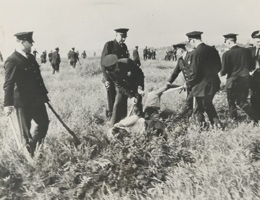 Title from caption on object: “Police and Steel Striker Clash in Chicago”