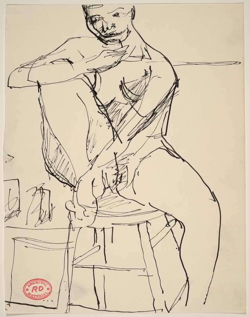 Untitled [nude woman seated on stool]