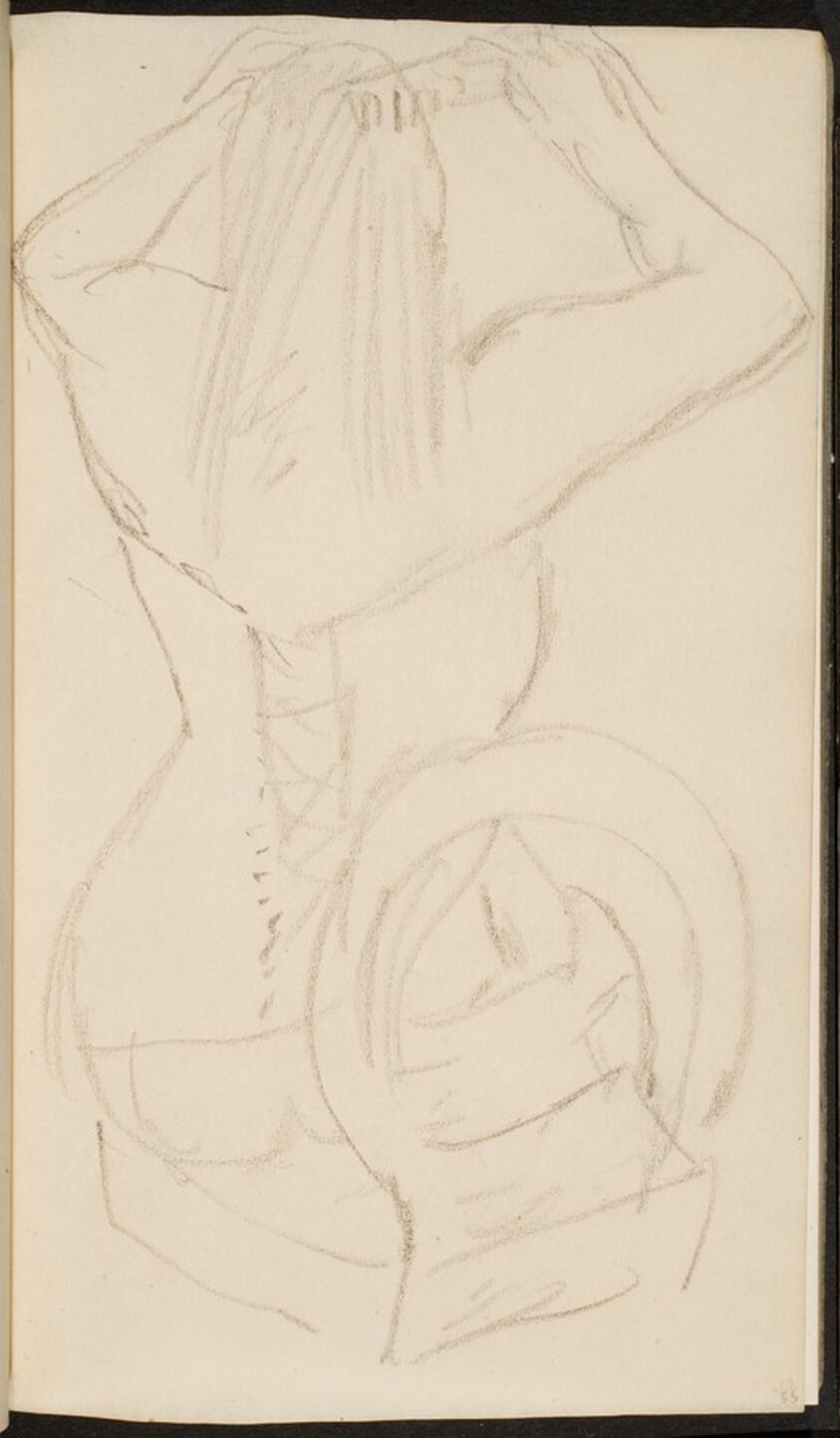 sich kämmende Frau in Wäsche (Woman in a Corset Combing Her Hair) [p. 55]