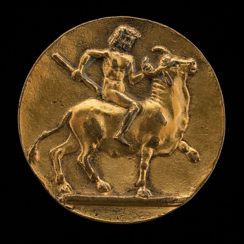 A Youth Riding on a Bull